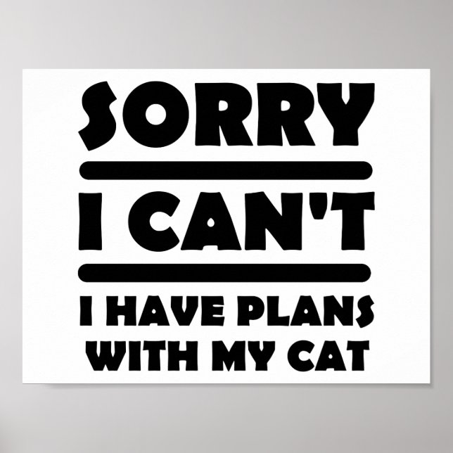 Plans With My Cat Funny Poster (Front)