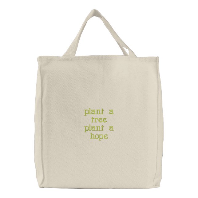 plant a tree embroidered tote bag (Front)