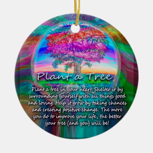 Plant a Tree of Life in Your Heart Ceramic Ornament (Front)