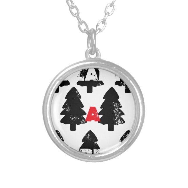 Plant A tree Pattern Silver Plated Necklace (Front)