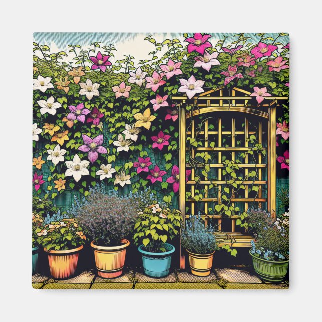 Plant and Gardening Lovers Clematis Trellis Magnet (Front)