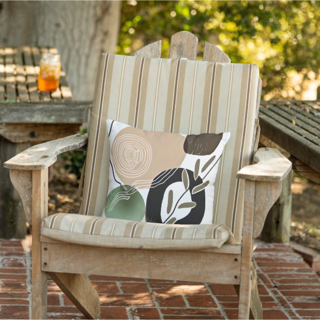 Plant and waves minimalist art outdoor pillow (Chair)