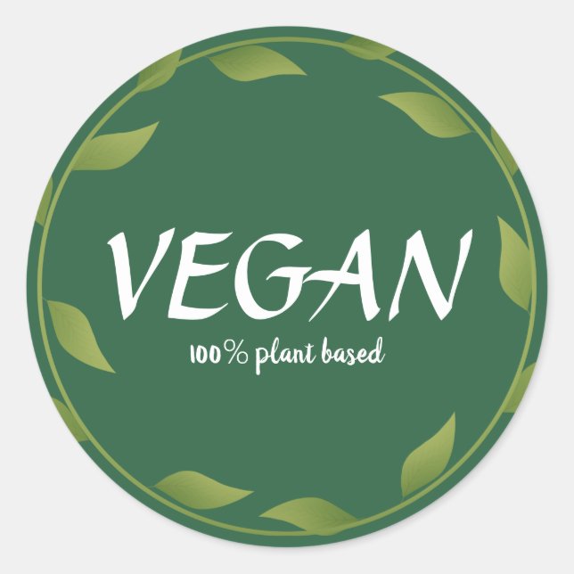 Plant Based 100% Vegan Stickers | Small Business (Front)