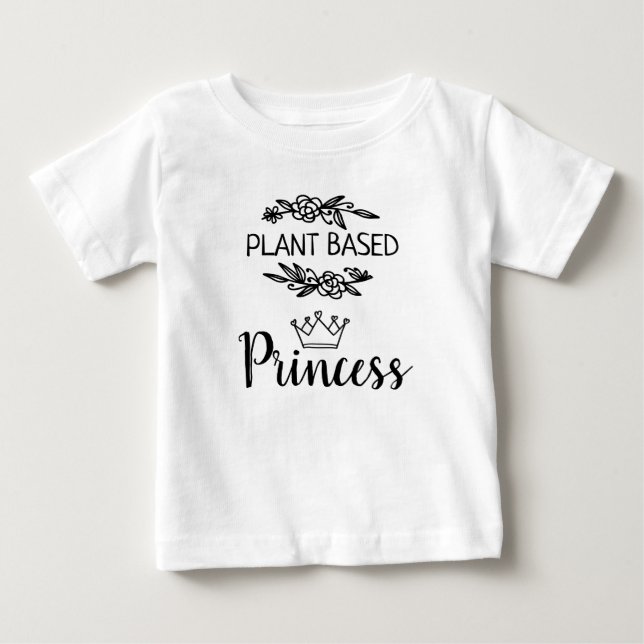 Plant based Princess vegan floral with crown Baby T-Shirt (Front)