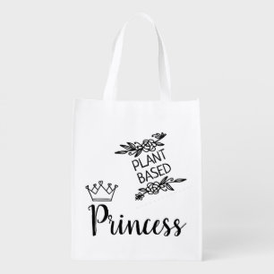 Plant based princess vegan floral with crown grocery bag