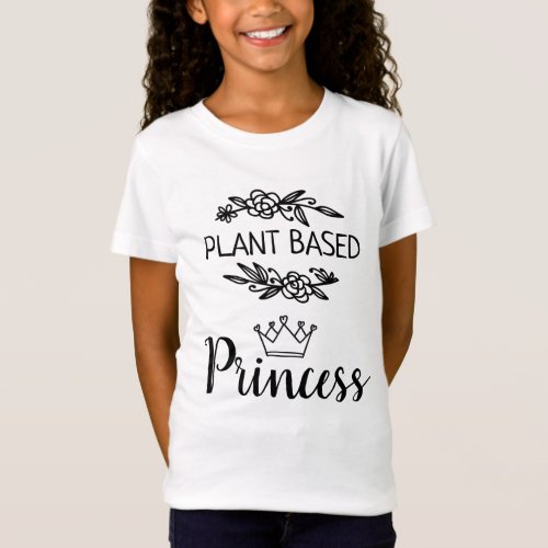 Plant based Princess vegan floral with crown T_Shirt