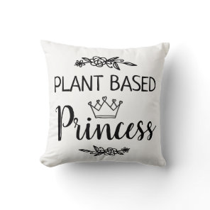 Plant based Princess vegan floral with crown Throw Pillow