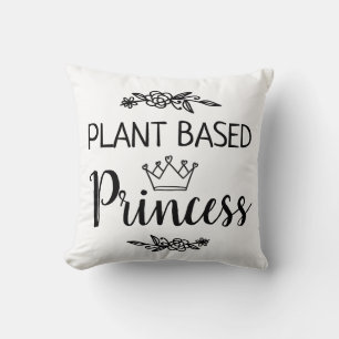 Plant based Princess vegan floral with crown Throw Pillow