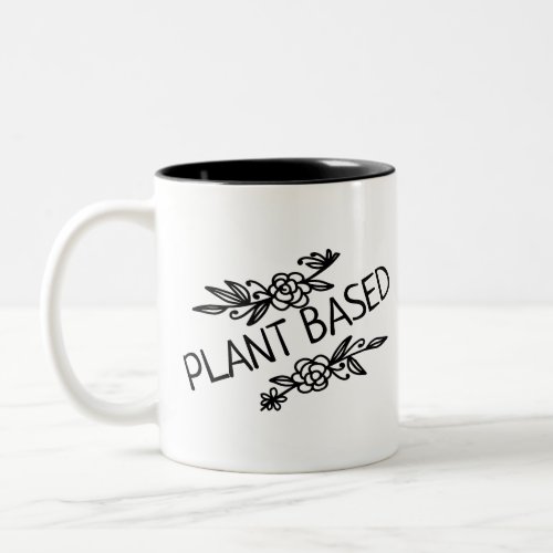Plant based Princess vegan floral with crown Two_Tone Coffee Mug
