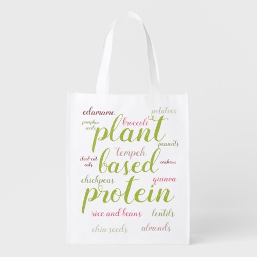 Plant Based Protein List Vegan Nutrition T_Shirt Grocery Bag