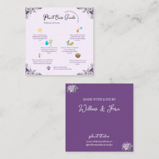 Plant Care Guide Floral Business Card
