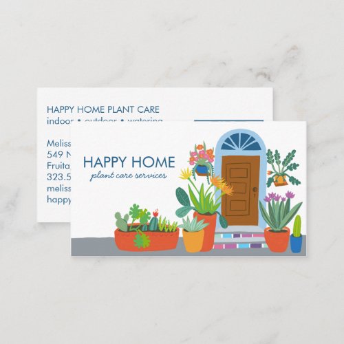 Plant Care Plant Sitting Cute Front Door QR Code Business Card