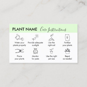 Plant Care Tips Instructions for Plant Enthusiast Business Card