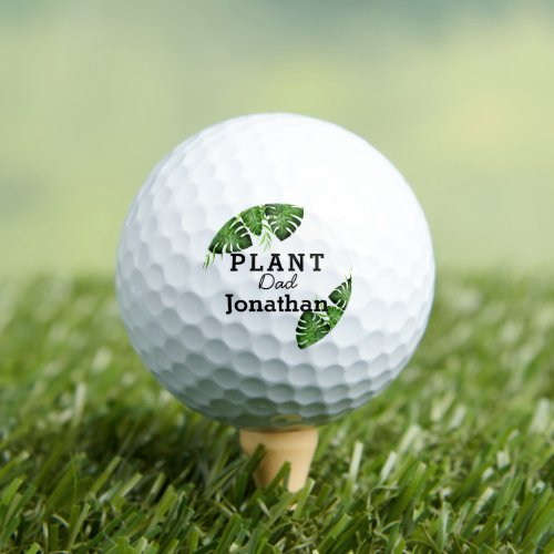 Plant Dad Watercolor Foliage Monstera Personalized Golf Balls