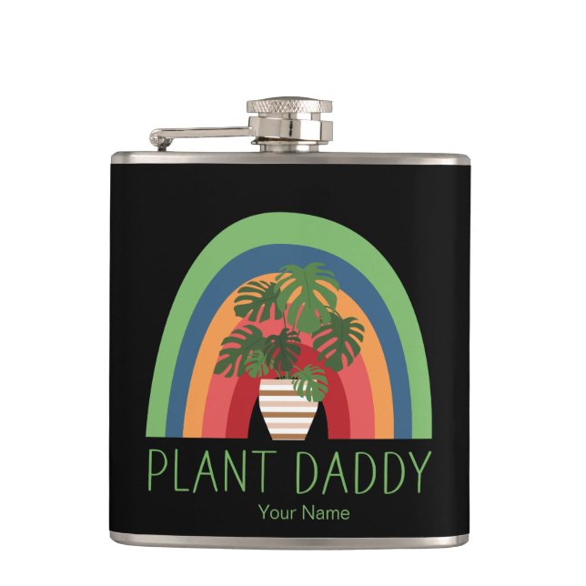 Plant Daddy Boho Rainbow Garden Monstera Leaves Flask (Front)