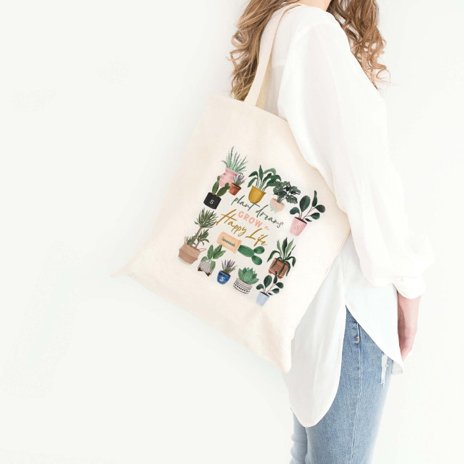 Plant Dreams Grow a Happy Life Crazy Plant Lady Tote Bag