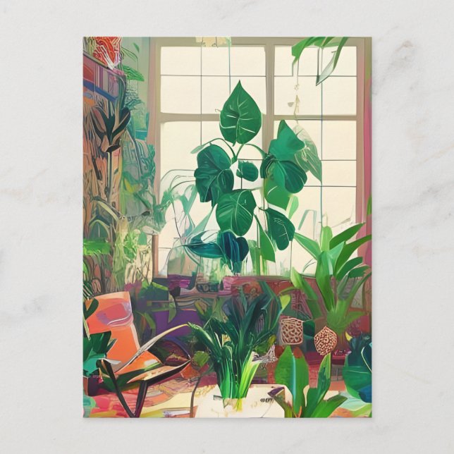 Plant Filled Boho Living Room Postcard (Front)