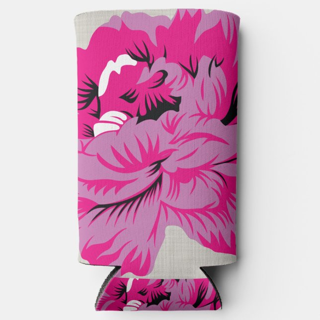 plant, flower, petal, pink, magenta, font, pattern seltzer can cooler (Front)