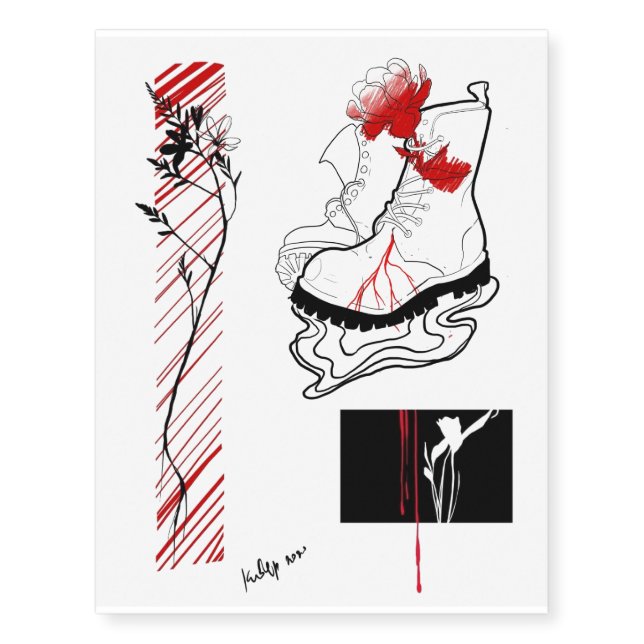 Plant, flowers and Shoe Temporary Tattoos (Front)