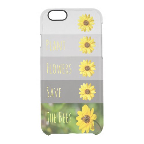 Plant Flowers Save Bees Striped Gray Phone Case