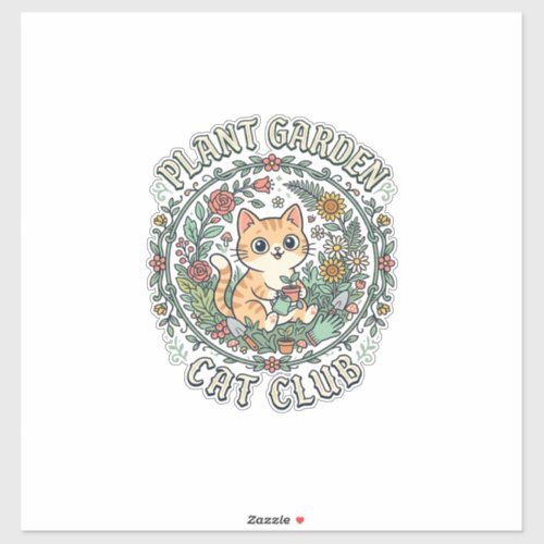 Plant Garden Cat Funny Cat Lover Design - Plant Ga Sticker