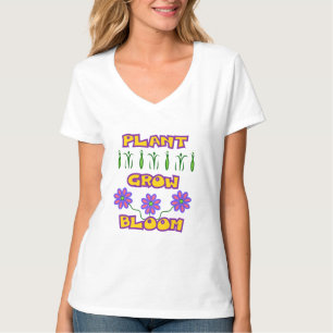 Plant Grow Bloom Quote Pink Flowers Yellow Text T-Shirt