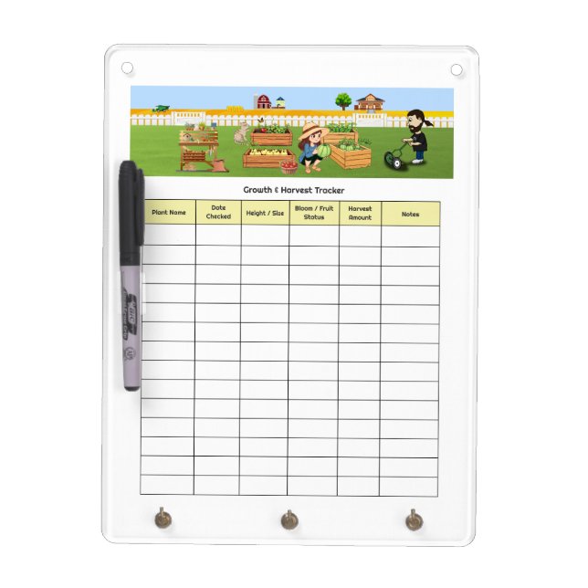 Plant Growth & Harvest Tracker Dry Erase Board (Front)
