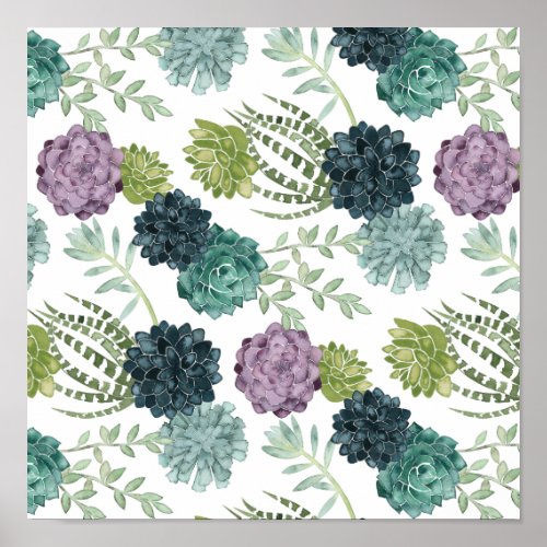 Plant Happiness Collection Succulent Pattern 3 Poster