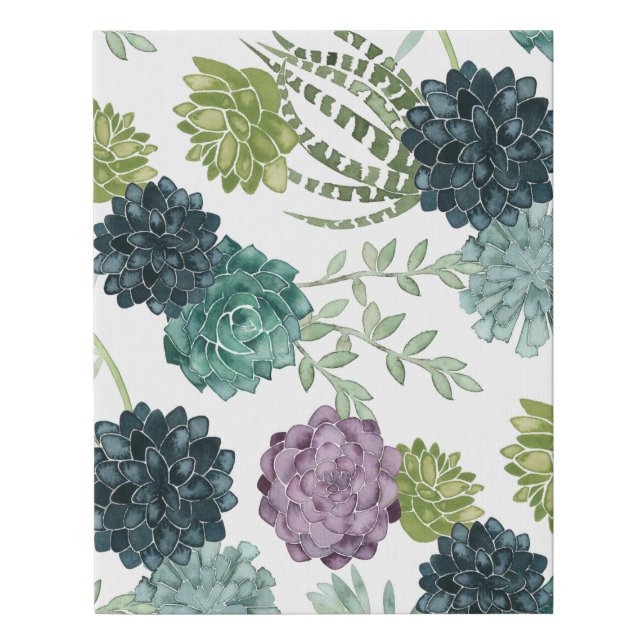 Plant Happiness Collection Succulent Pattern 4 Faux Canvas Print (Front)