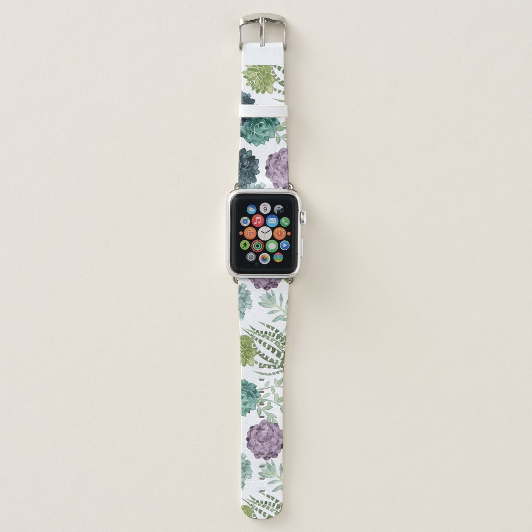 Plant Happiness Collection Succulent Pattern Apple Watch Band 