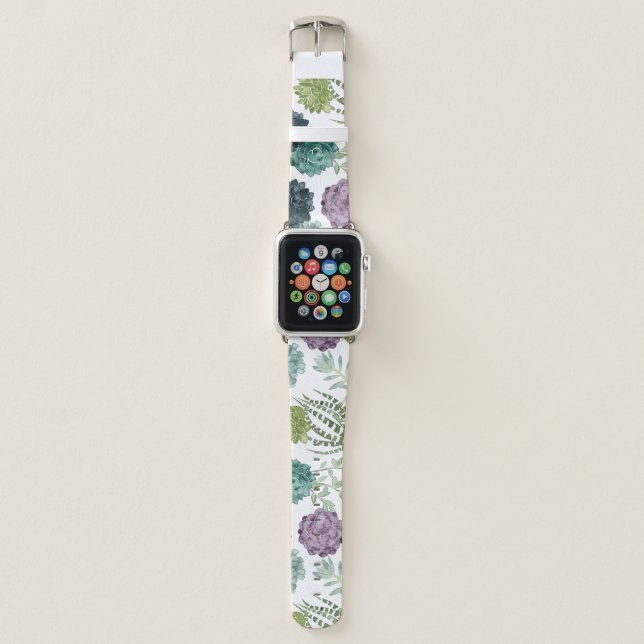 Plant Happiness Collection Succulent Pattern Apple Watch Band (Front)