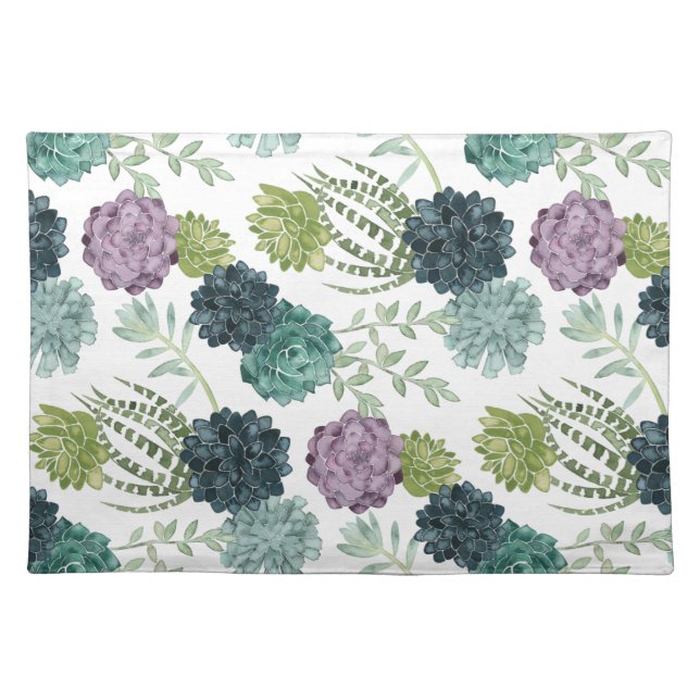 Plant Happiness Collection Succulent Pattern Cloth Placemat (Front)