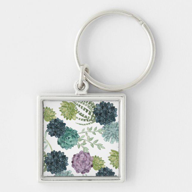 Plant Happiness Collection Succulent Pattern Keychain (Front)