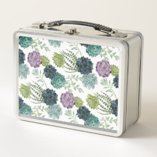 Plant Happiness Collection Succulent Pattern Metal Lunch Box