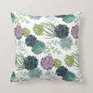 Plant Happiness Collection Succulent Pattern Throw Pillow