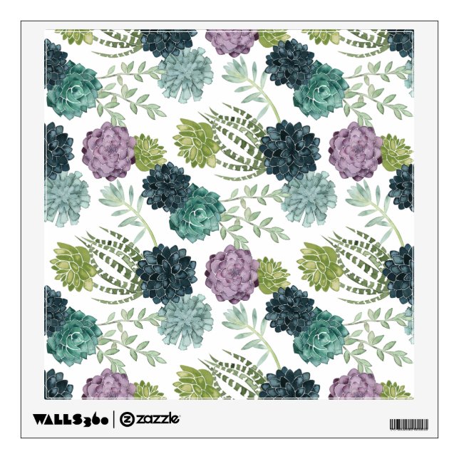 Plant Happiness Collection Succulent Pattern Wall Decal (Front)
