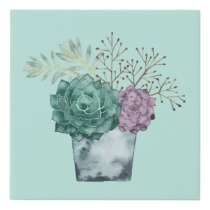 Plant Happiness Collection Succulents Faux Canvas Print
