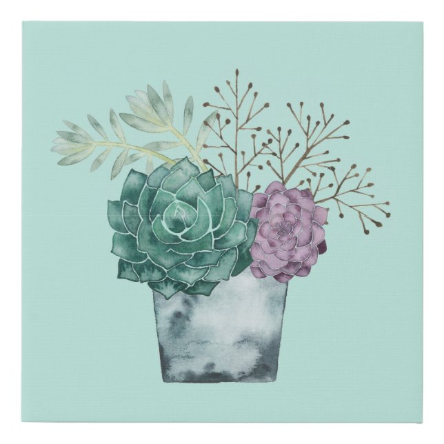 Plant Happiness Collection | Succulents Faux Canvas Print (Front)
