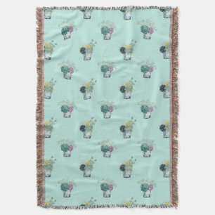 Plant Happiness Collection Succulents Throw Blanket