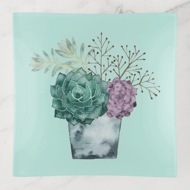 Plant Happiness Collection | Succulents Trinket Tray (Front)