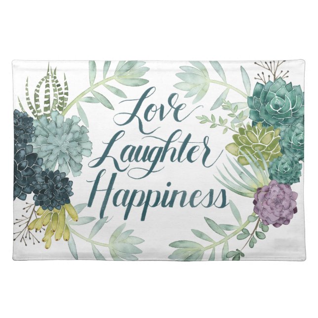 Plant Happiness | Love Laughter Happiness Cloth Placemat (Front)