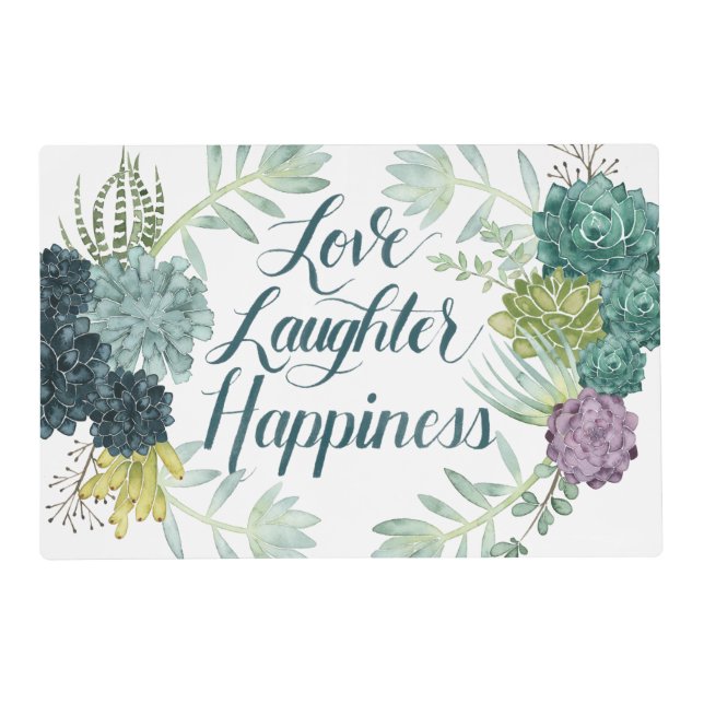 Plant Happiness | Love Laughter Happiness Placemat (Front)