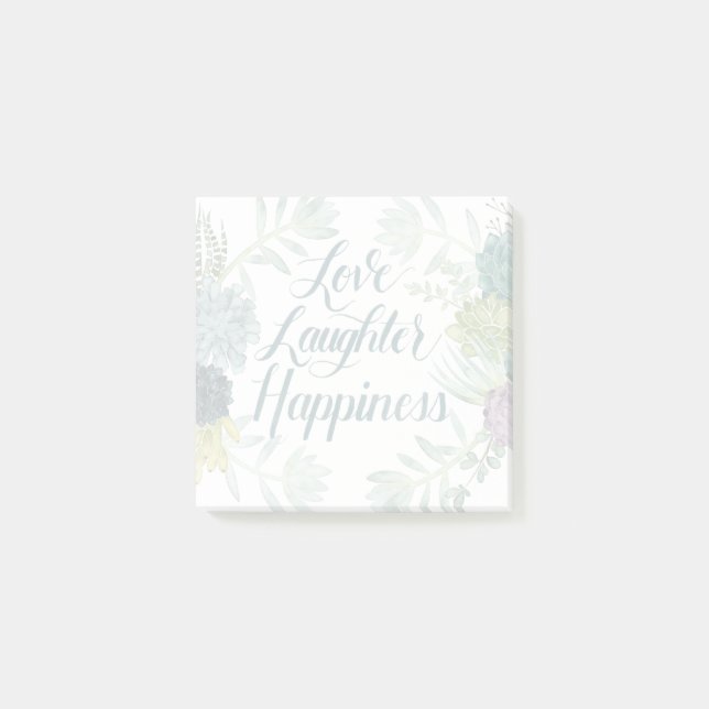 Plant Happiness | Love Laughter Happiness Post-it Notes (Front)