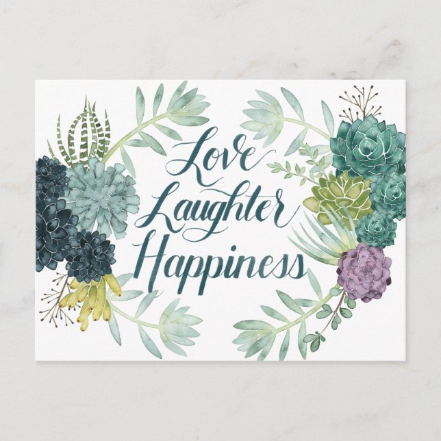 Plant Happiness | Love Laughter Happiness Postcard (Front)