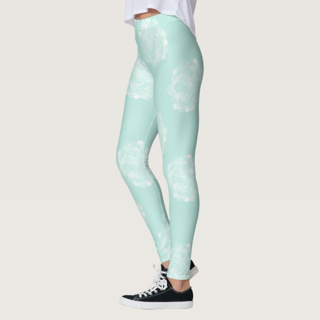 Plant Happiness | Pastel Succulent Pattern Leggings (Left)