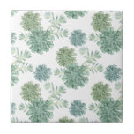Plant Happiness | Succulent Pattern Ceramic Tile<br><div class="desc">Enjoy this fresh creative succulent pattern design on a product or wallart piece to enhance and add to the world around you. Artist: Grace Popp</div>