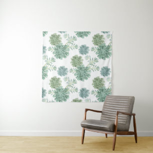 Plant Happiness Succulent Pattern Tapestry