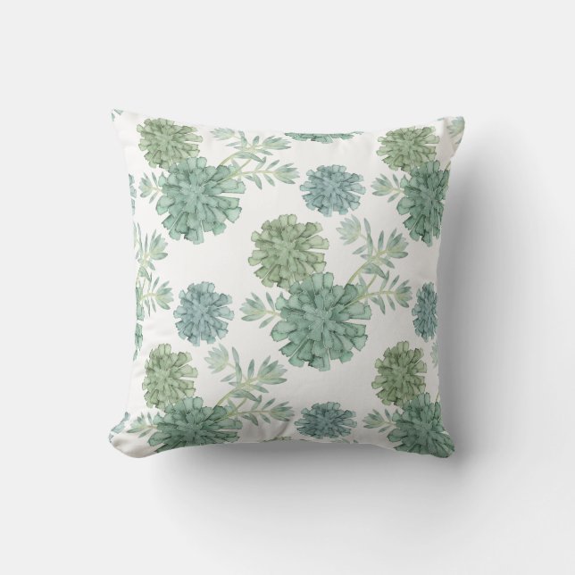 Plant Happiness | Succulent Pattern Throw Pillow (Front)
