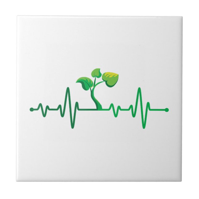 Plant Heartbeat - Botany Botanist Gardening Plant  Ceramic Tile (Front)
