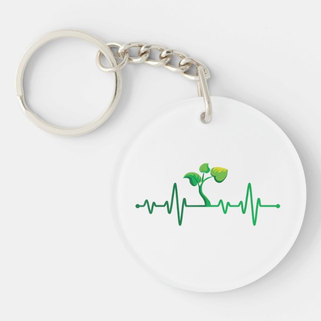 Plant Heartbeat - Botany Botanist Gardening Plant  Keychain (Front)